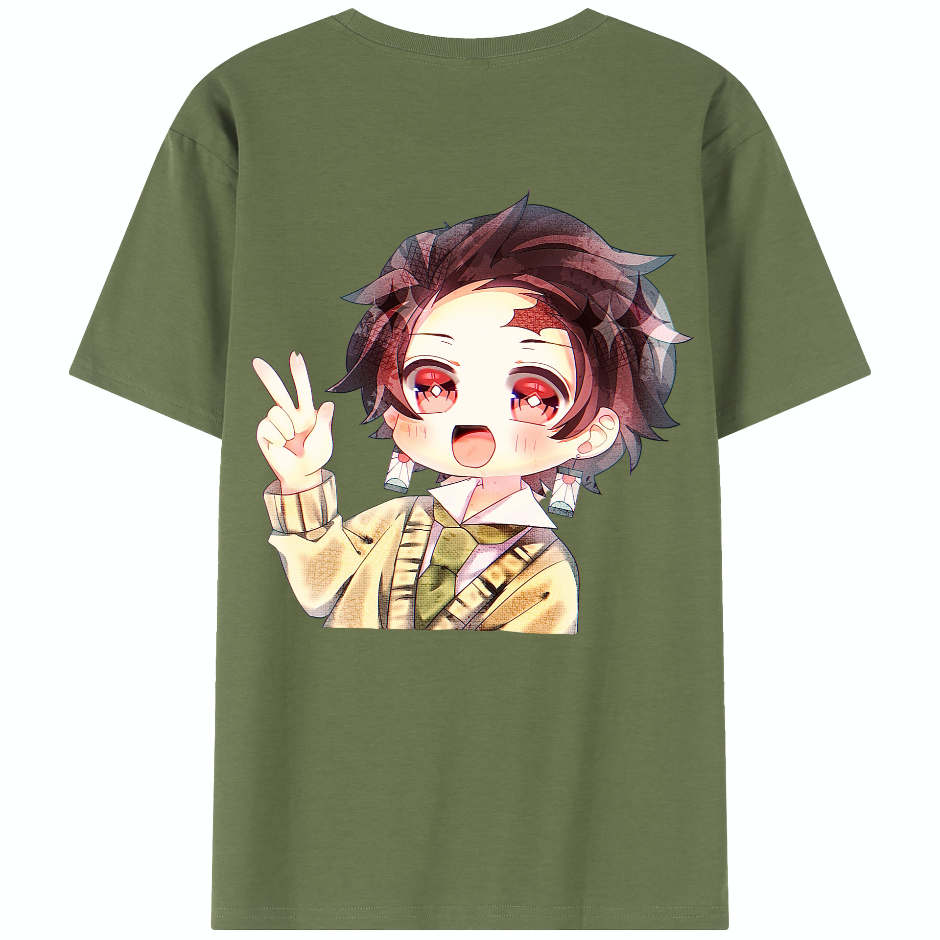 （画像用） 鬼滅の刃 竈門 炭治郎／かまど たんじろう Kamado Tanjirou 綿100％半袖Tシャツ（背面プリント）
